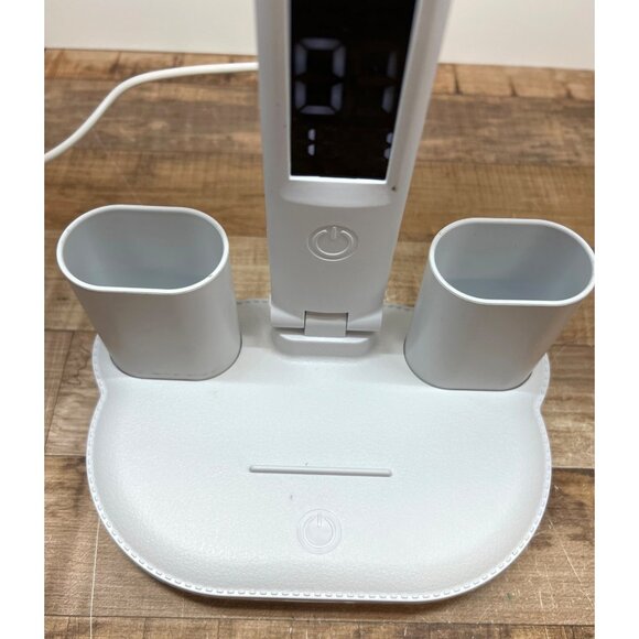 LED Desk Lamp With Fan 2 Pen Holder 2000mAh USB Rechargeable Digital Display HR6 - Picture 5 of 10